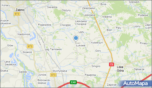 mapa Łukowa, Łukowa gmina Lisia Góra na mapie Targeo